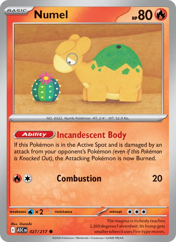 Numel, Pokémon card
