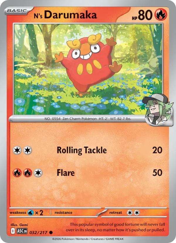 N's Darumaka, Pokémon card