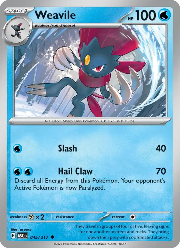 Weavile, Pokémon card