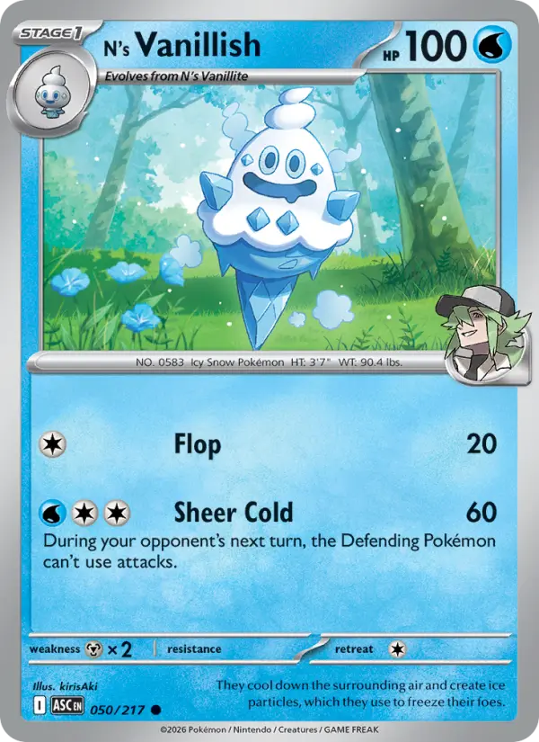 N's Vanillish, Pokémon card