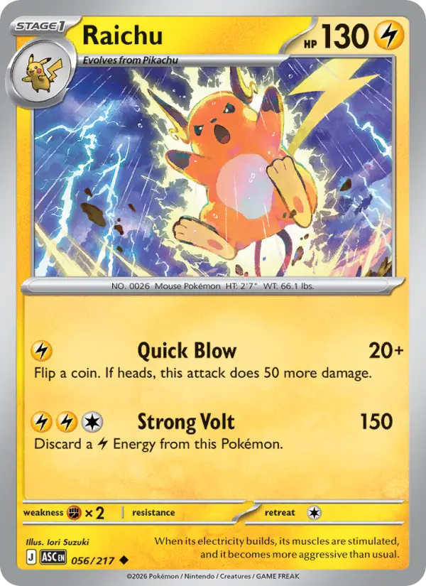 Raichu, Pokémon card