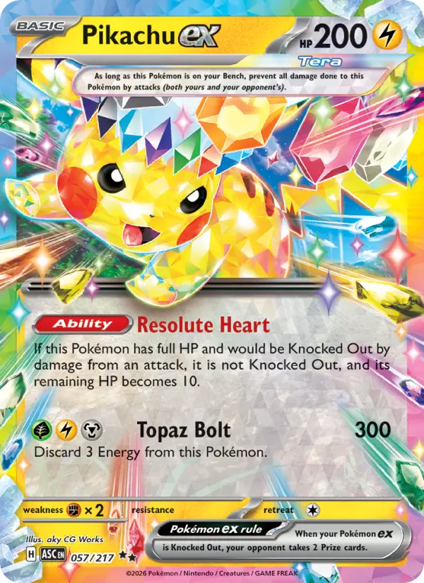 Pikachu ex, Pokémon card
