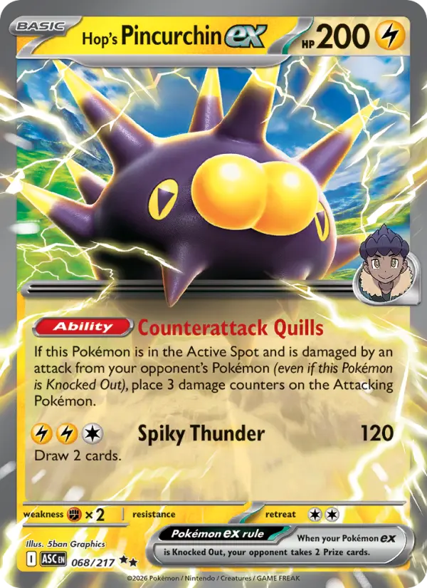 Hop's Pincurchin ex, Pokémon card