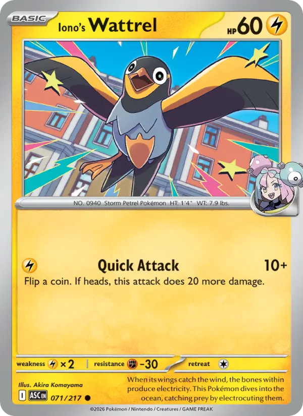 Iono's Wattrel, Pokémon card