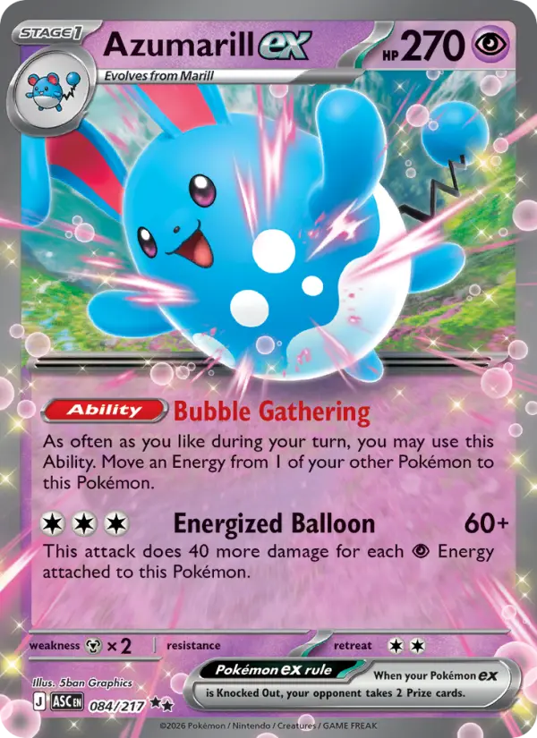 Azumarill ex, Pokémon card