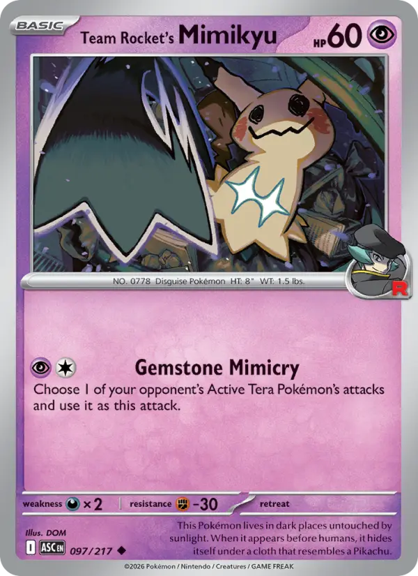 Team Rocket's Mimikyu, Pokémon card