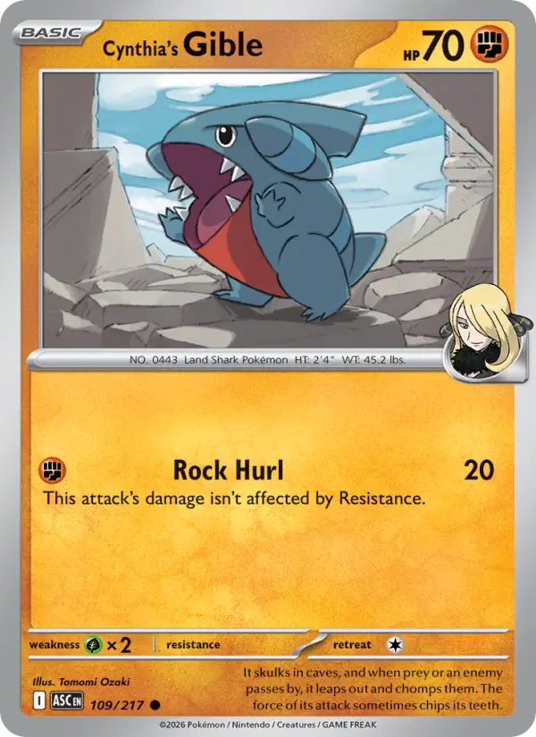 Cynthia's Gible, Pokémon card