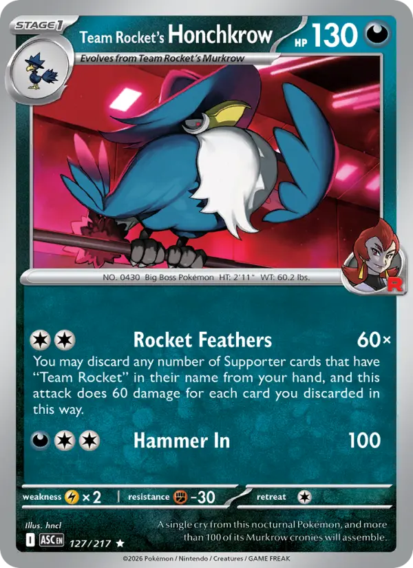 Team Rocket's Honchkrow, Pokémon card
