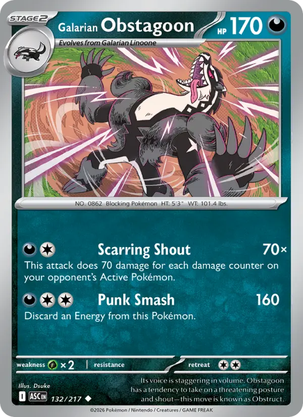 Galarian Obstagoon, Pokémon card