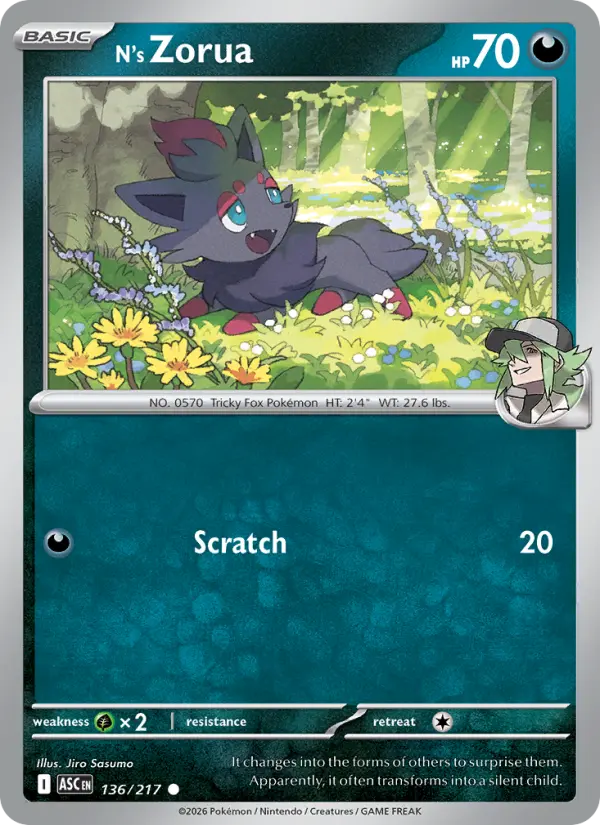 N's Zorua, Pokémon card