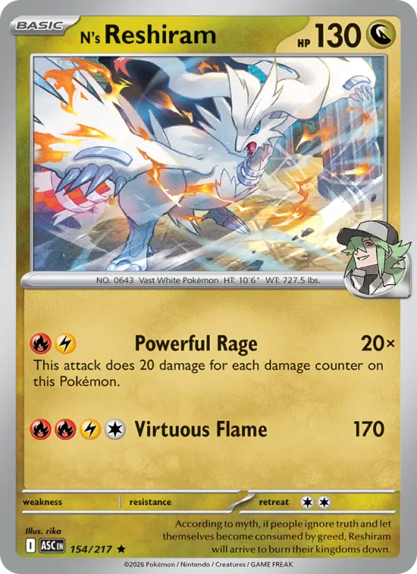 N's Reshiram, Pokémon card