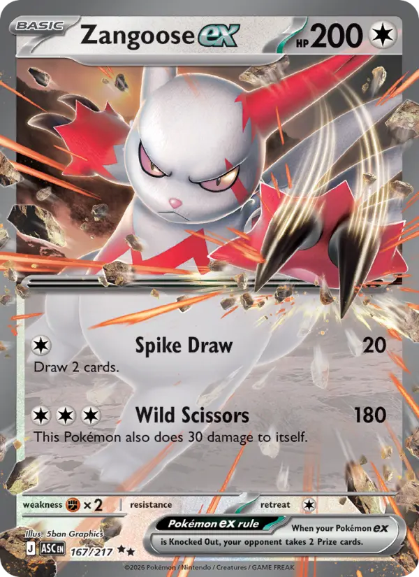 Zangoose ex, Pokémon card