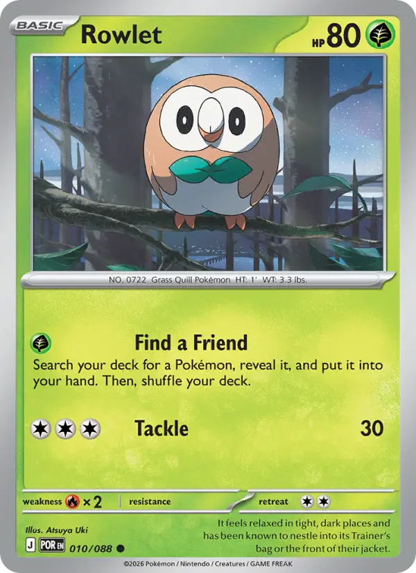Rowlet, Pokémon card