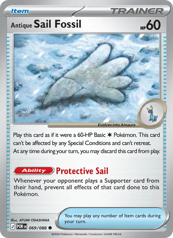 Antique Sail Fossil, Pokémon card