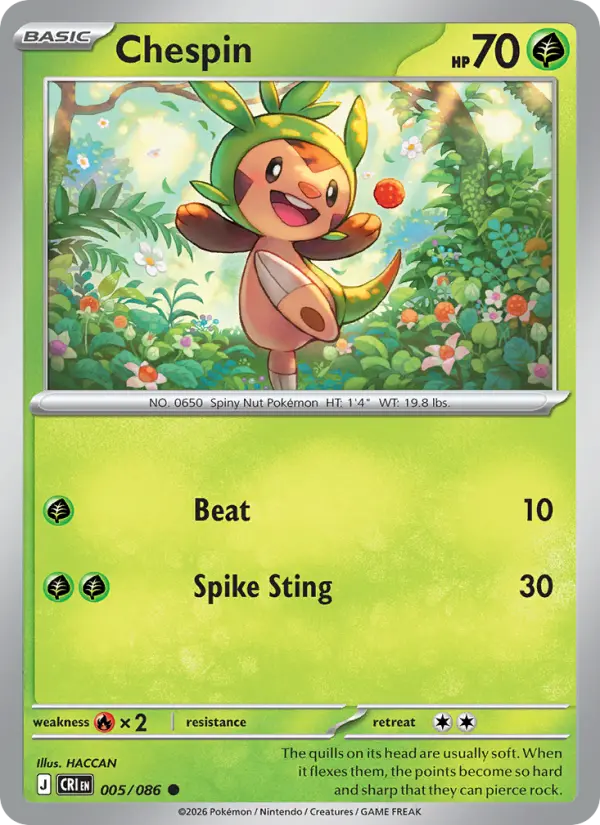 Chespin, Pokémon card