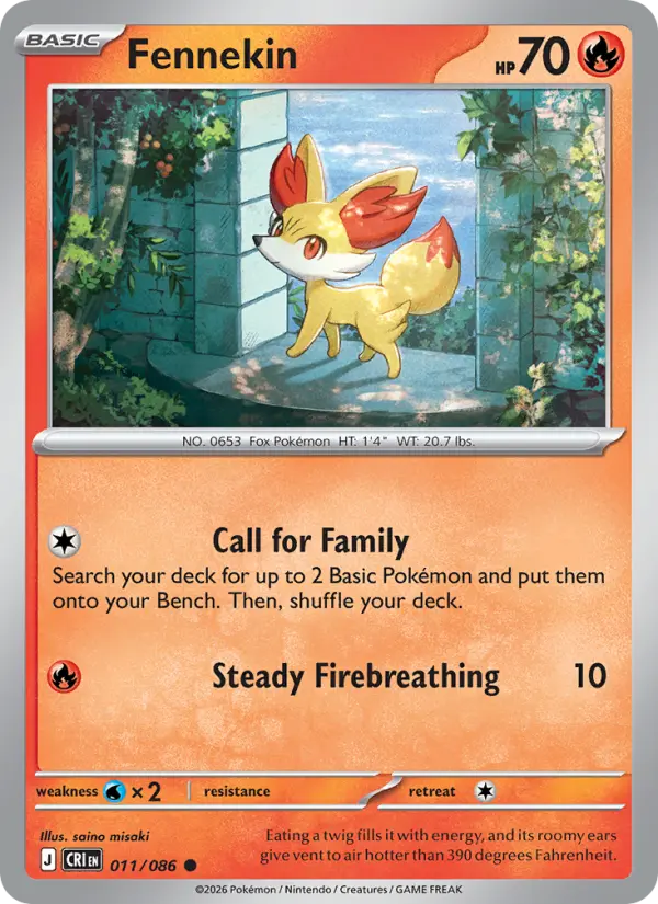 Fennekin, Pokémon card
