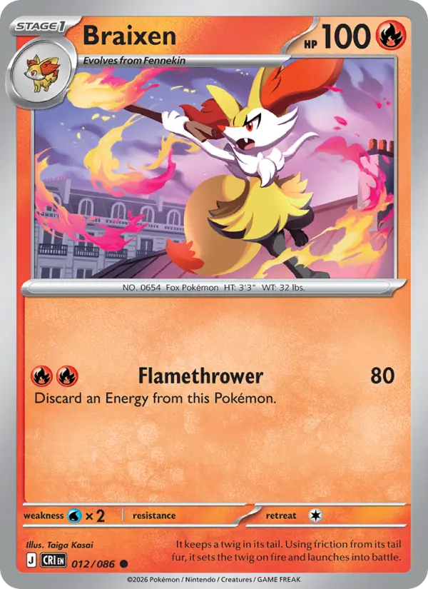 Braixen, Pokémon card