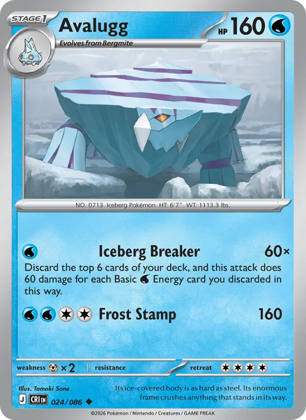 Avalugg, Pokémon card