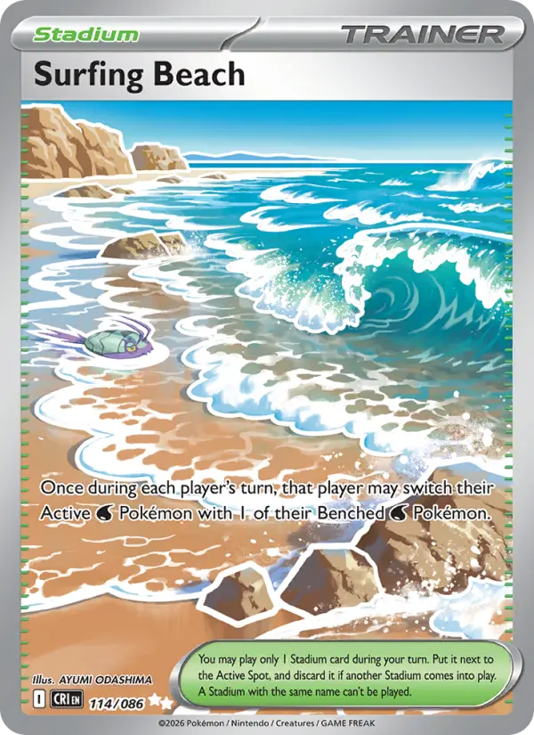 Surfing Beach, Pokémon card