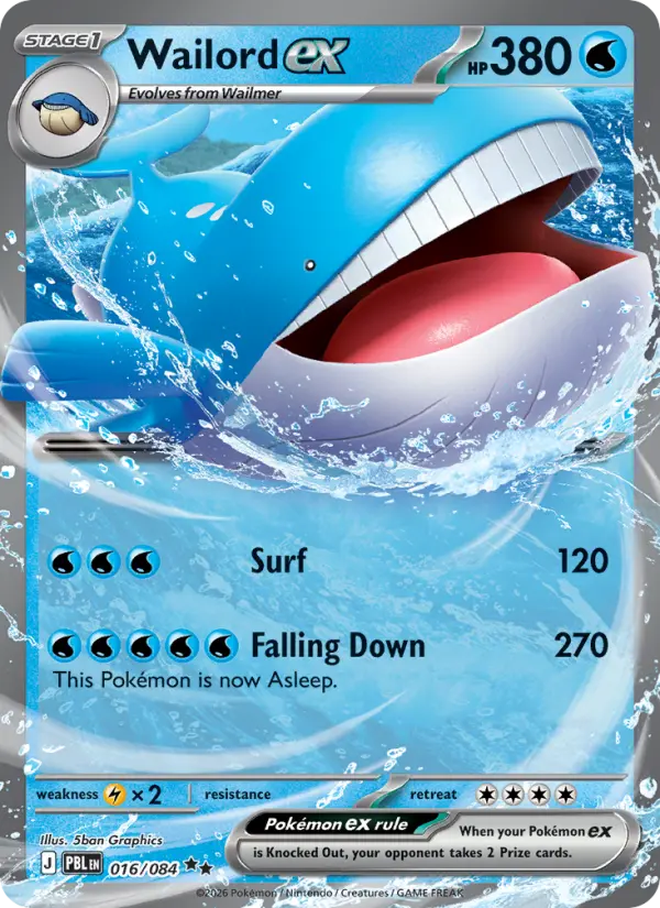 Wailord ex, Pokémon card