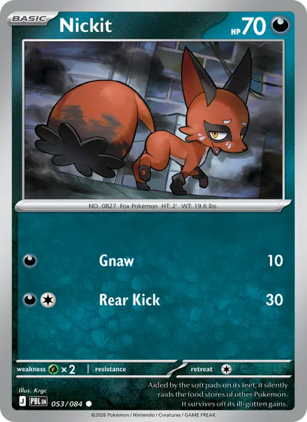 Nickit, Pokémon card