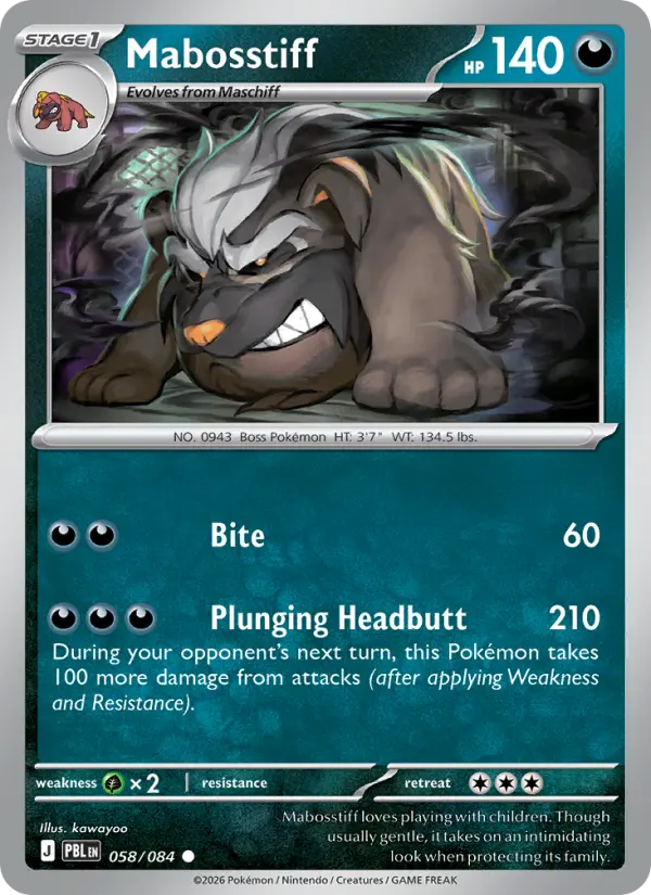 Mabosstiff, Pokémon card