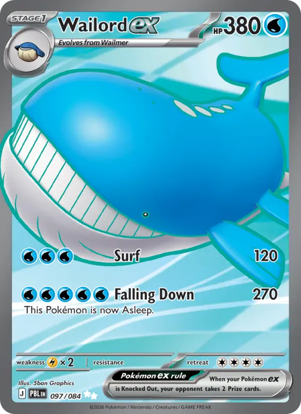 Wailord ex, Pokémon card