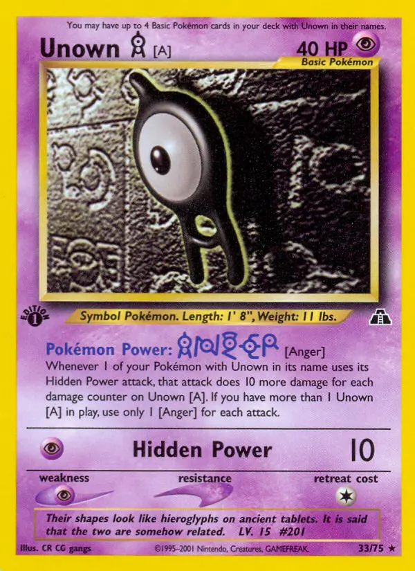 Unown [A], Pokémon card