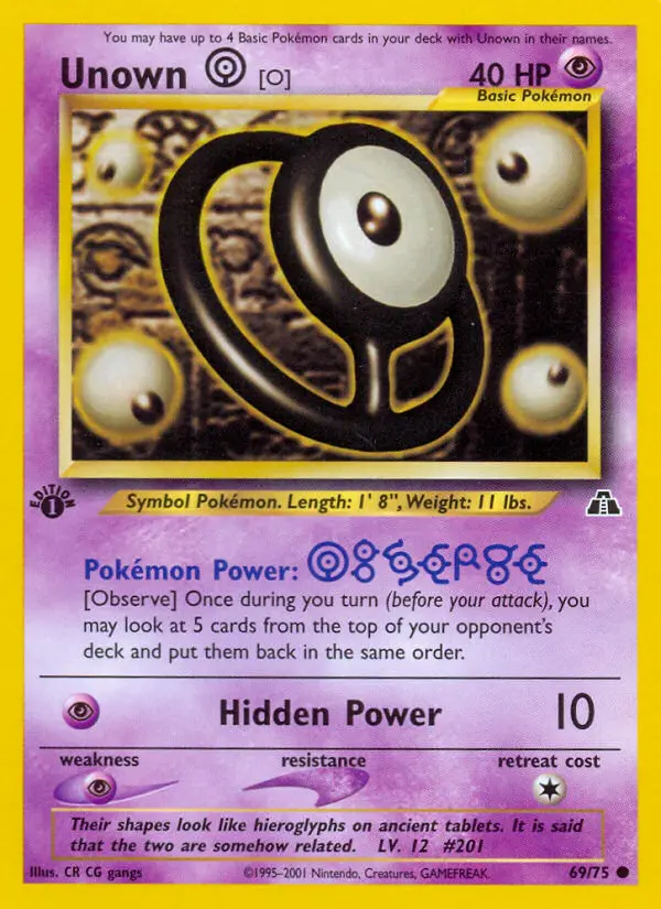 Unown [O], Pokémon card