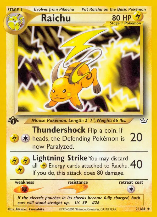 Raichu, Pokémon card