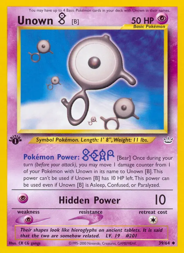 Unown [B], Pokémon card