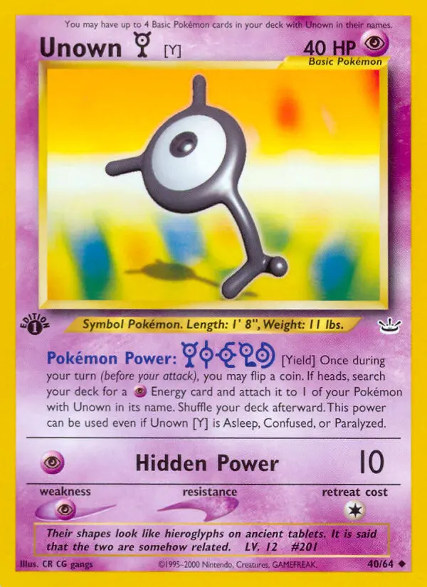 Unown [Y], Pokémon card