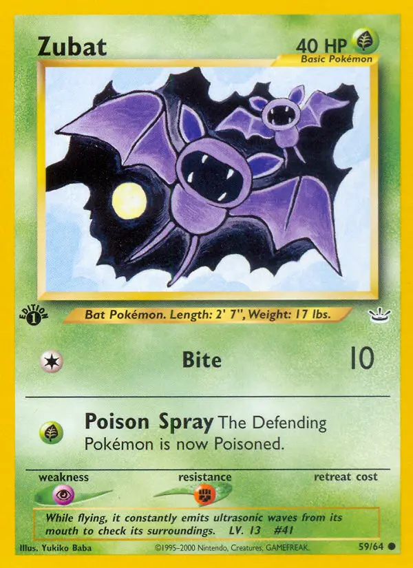 Zubat, Pokémon card