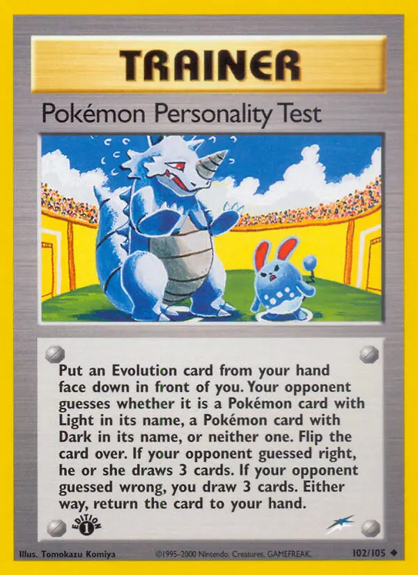 Pokémon Personality Test, Pokémon card