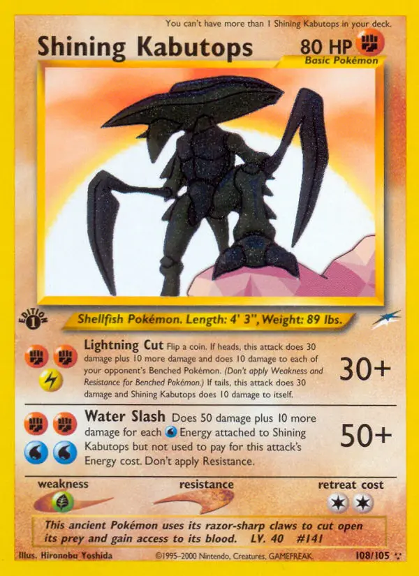 Shining Kabutops, Pokémon card