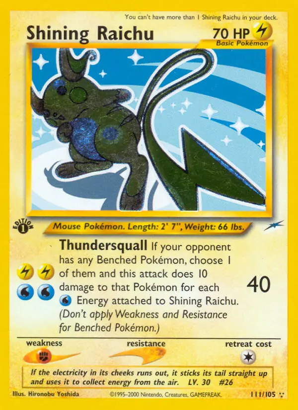 Shining Raichu, Pokémon card