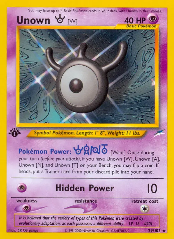 Unown [W], Pokémon card