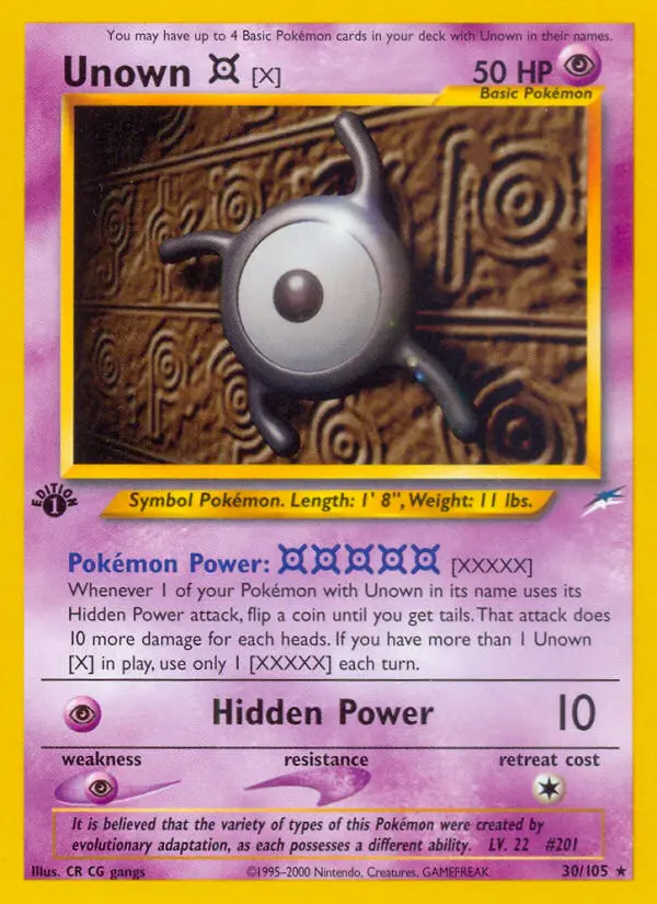 Unown [X], Pokémon card