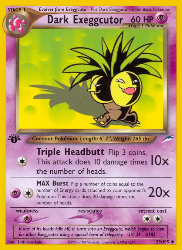 Dark Exeggutor, Pokémon card
