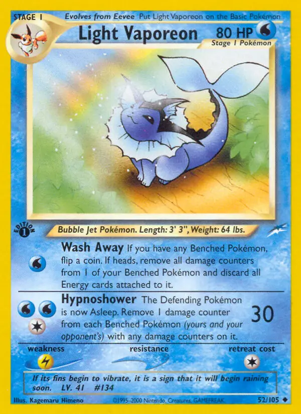 Light Vaporeon, Pokémon card