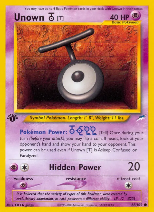 Unown [T], Pokémon card