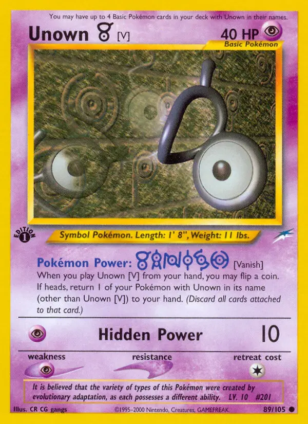 Unown [V], Pokémon card