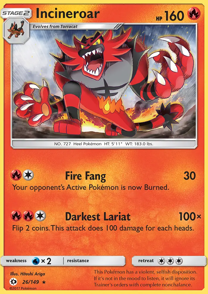Incineroar, Pokémon card