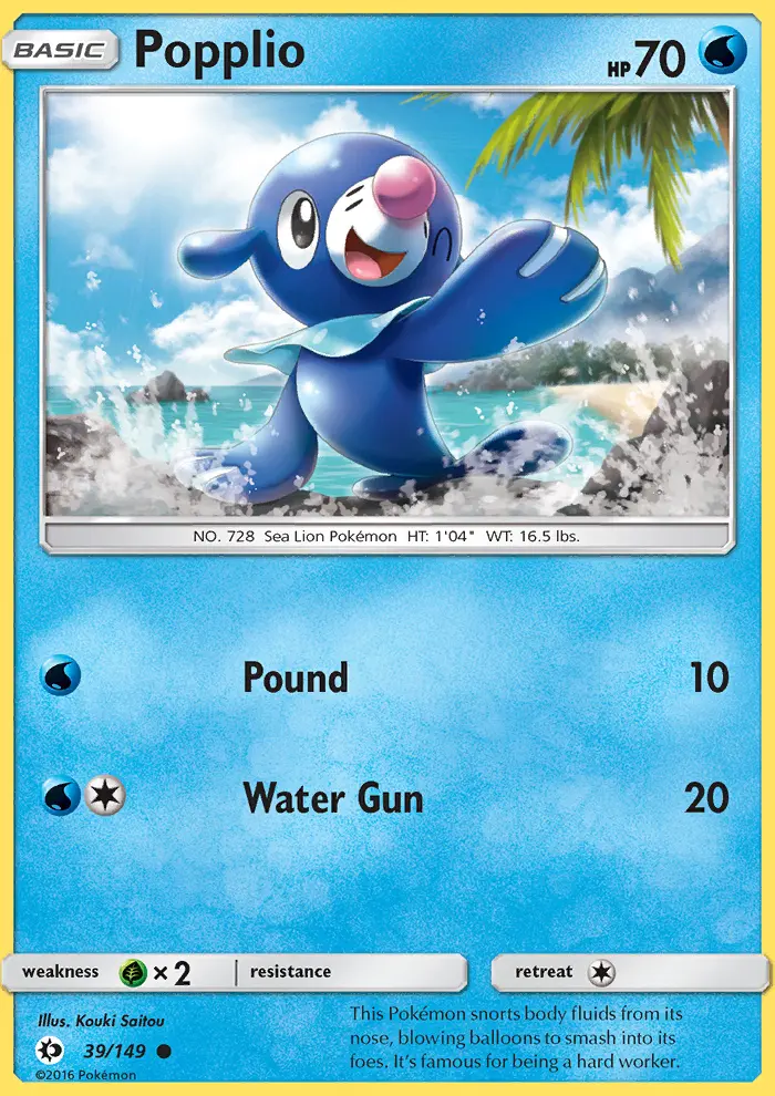 Popplio, Pokémon card
