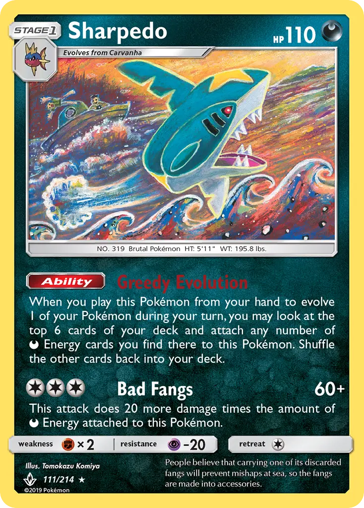 Sharpedo, Pokémon card