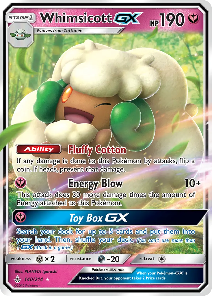 Whimsicott GX, Pokémon card