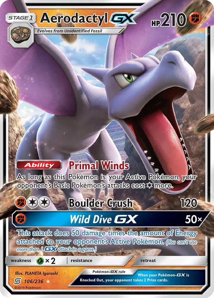 Aerodactyl GX, Pokémon card
