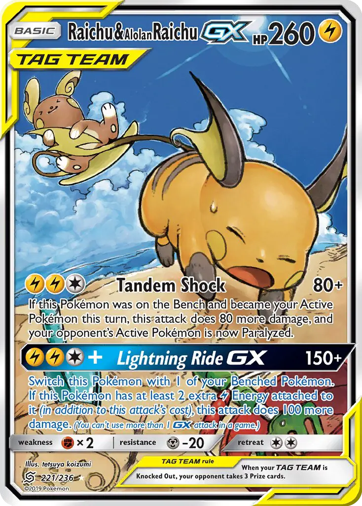 Raichu & Alolan Raichu GX, Pokémon card