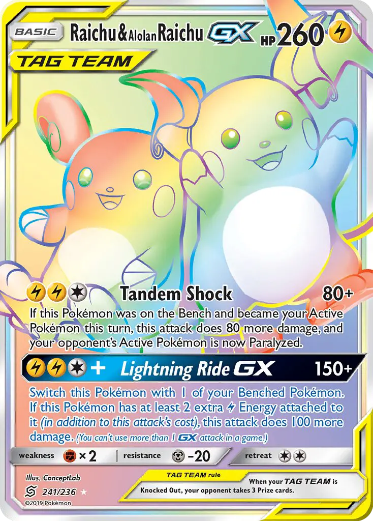 Raichu & Alolan Raichu GX, Pokémon card