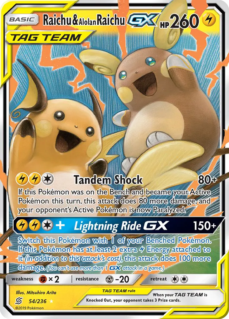 Raichu & Alolan Raichu GX, Pokémon card